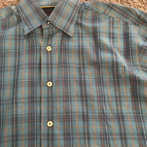 Robert Talbott Medium Multi Color Plaid Pattern Button Front Shirt - Picture 5 of 8